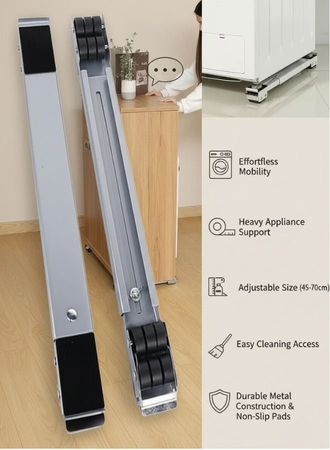 ZEESQUARE Machine Stand Adjustable Moving Roller for Home Appliances Washing Machines Refrigerators Dryers Dishwashers Heavy Power Tools and Equipment with Wheels - Image 1